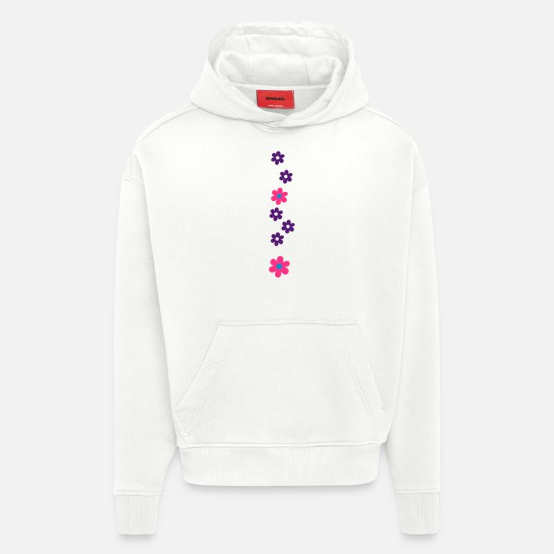 Fleurs - Sweat à capuche bio épais oversize fabriqué en UE - OFF WHITE