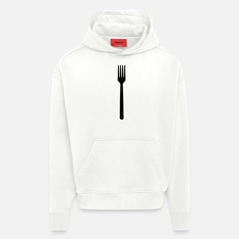 fork hungry - Sweat à capuche bio épais oversize fabriqué en UE - OFF WHITE