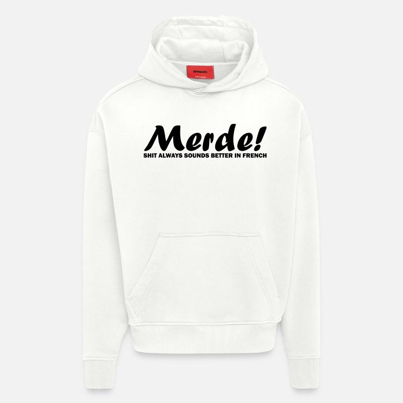Merde! - Sweat à capuche bio épais oversize fabriqué en UE - OFF WHITE