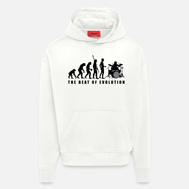 evolution_drummer_c_2c - Sweat à capuche bio épais oversize fabriqué en UE - OFF WHITE