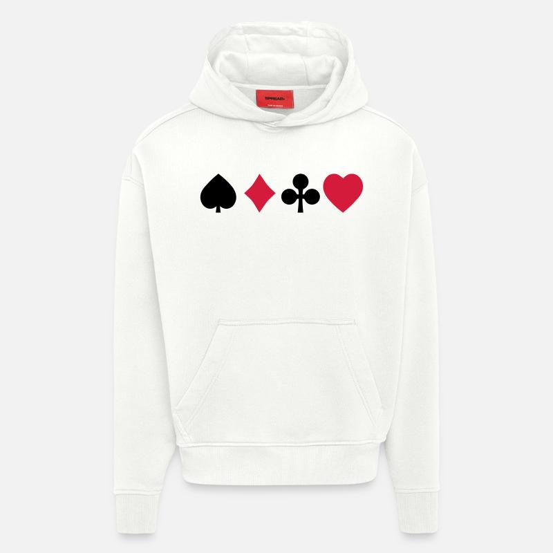 playing cards cartes à jouer - Sweat à capuche bio épais oversize fabriqué en UE - OFF WHITE
