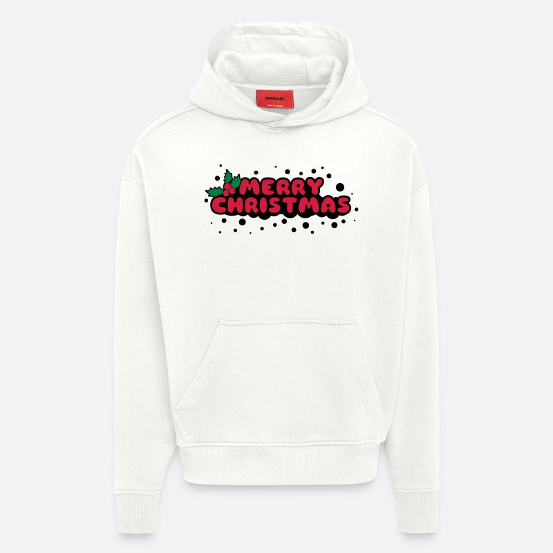 Merry Christmas - Sweat à capuche bio épais oversize fabriqué en UE - OFF WHITE