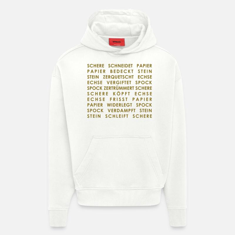 stein_papier_schere_echse_spock - Sweat à capuche bio épais oversize fabriqué en UE - OFF WHITE