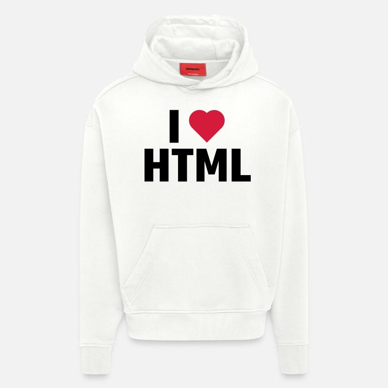 J'aime HTML - Sweat à capuche bio épais oversize fabriqué en UE - OFF WHITE