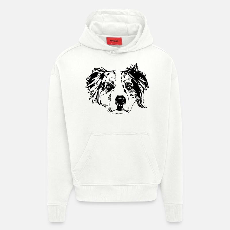 Australian Shepherd - Sweat à capuche bio épais oversize fabriqué en UE - OFF WHITE