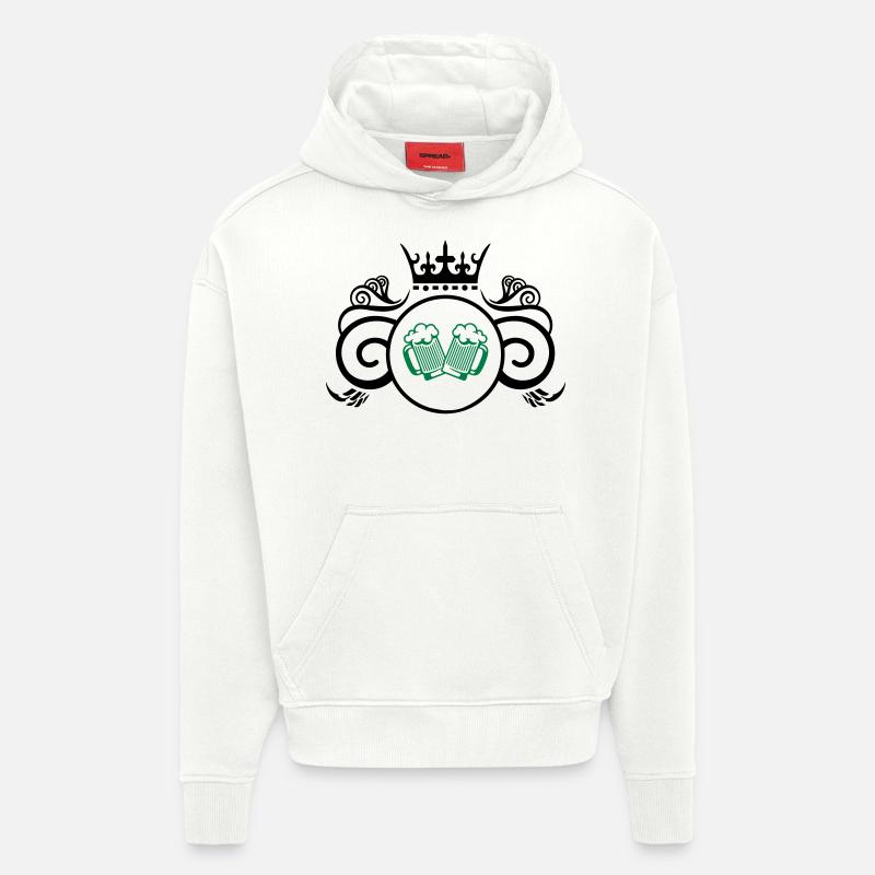 Armoiries bière - Sweat à capuche bio épais oversize fabriqué en UE - OFF WHITE