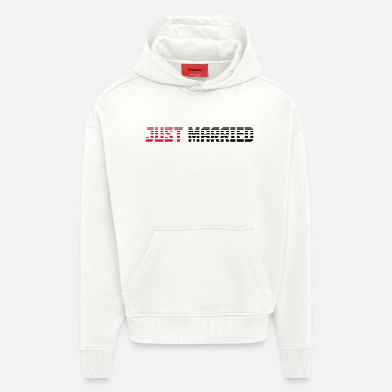 Just Married Text Logo Design - Hoodie- made by SPREAD  - OFF WHITE