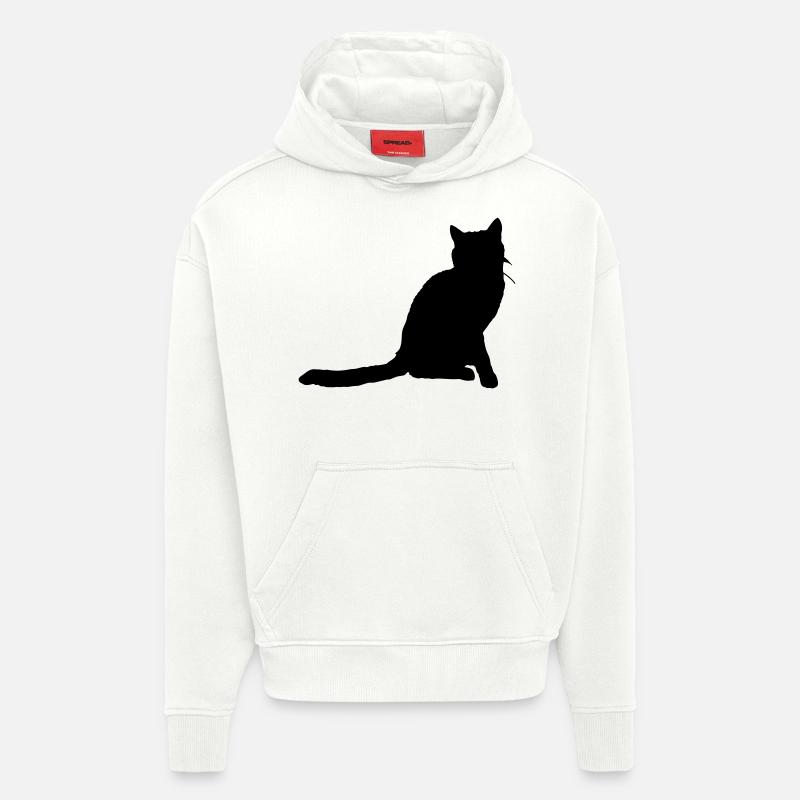Vector Cat Silhouette - Sweat à capuche bio épais oversize fabriqué en UE - OFF WHITE