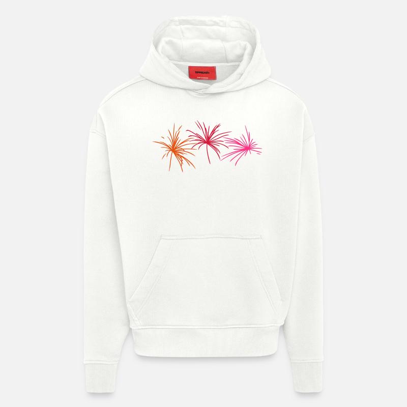 Feux d'artifice Nouvel An - Sweat à capuche bio épais oversize fabriqué en UE - OFF WHITE