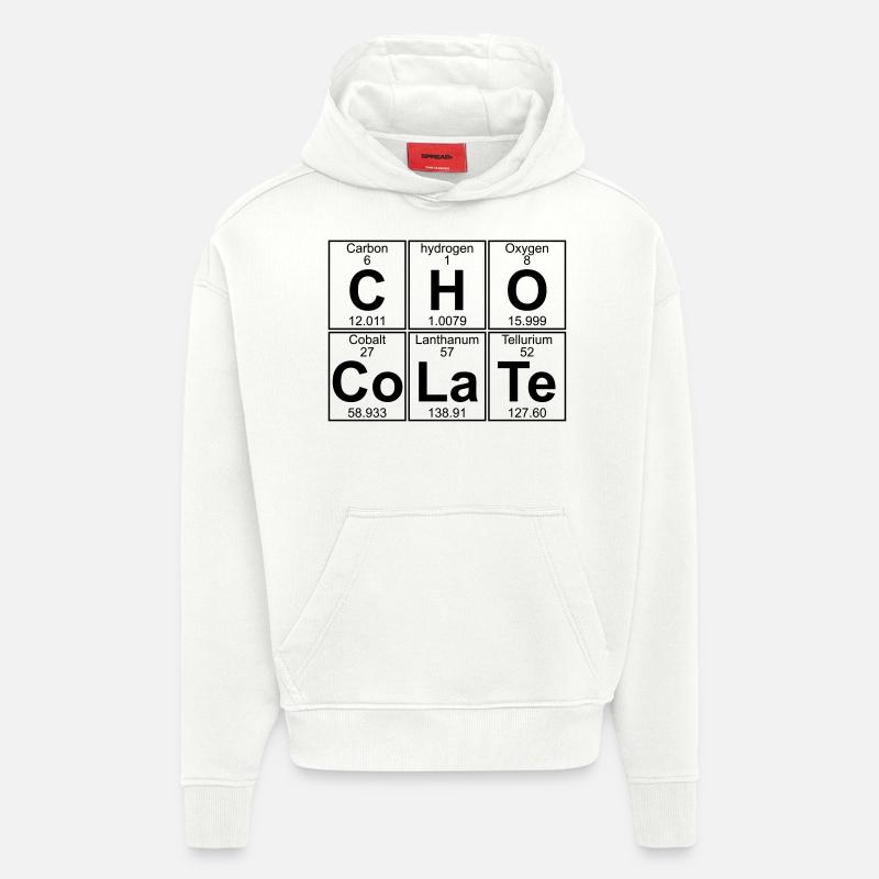 C-H-O-Co-La-Te (chocolate) - Full - Sweat à capuche bio épais oversize fabriqué en UE - OFF WHITE