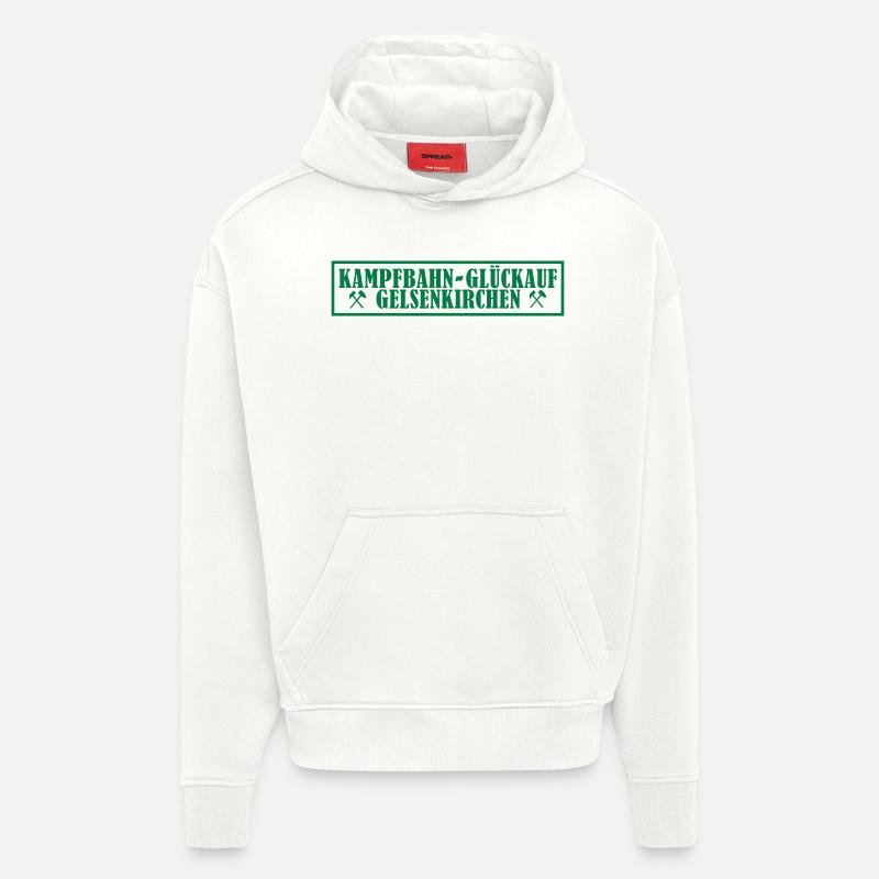 Glückaufkampfbahn - Sweat à capuche bio épais oversize fabriqué en UE - OFF WHITE