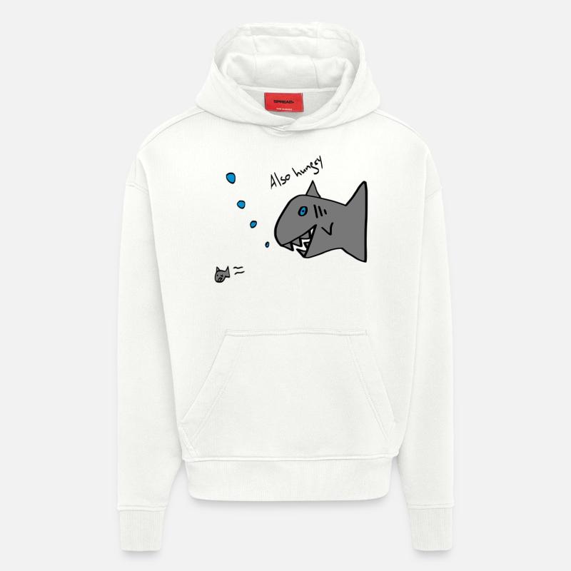 alors hungry fish - Sweat à capuche bio épais oversize fabriqué en UE - OFF WHITE