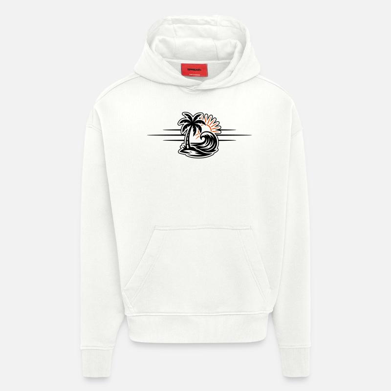 Palmier d’été de l’île - Sweat à capuche bio épais oversize fabriqué en UE - OFF WHITE