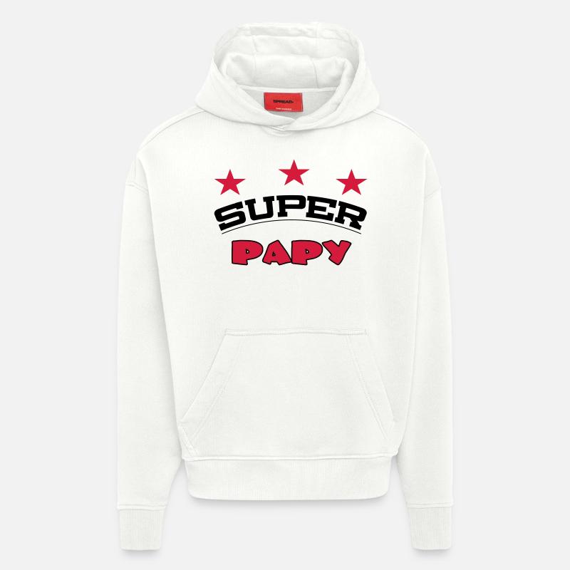 SUPER PAPY - Sweat à capuche bio épais oversize fabriqué en UE - OFF WHITE