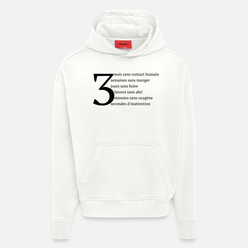 Règle des Trois - Sweat à capuche bio épais oversize fabriqué en UE - OFF WHITE