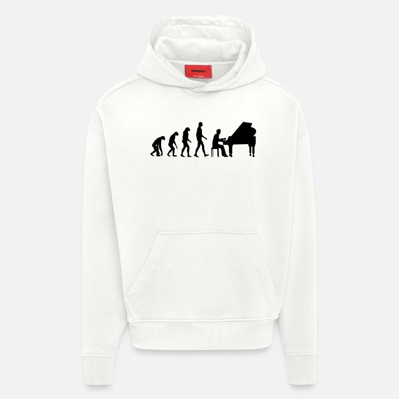 piano evolution - Sweat à capuche bio épais oversize fabriqué en UE - OFF WHITE