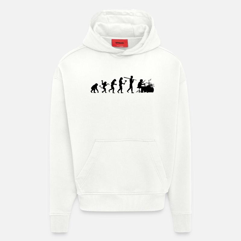 ÉVOLUTION DE LA MUSIQUE ! - Sweat à capuche bio épais oversize fabriqué en UE - OFF WHITE