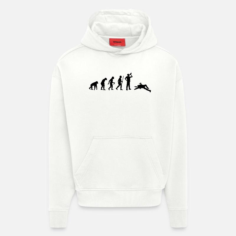 Évolution de l'alcoolisme - Sweat à capuche bio épais oversize fabriqué en UE - OFF WHITE