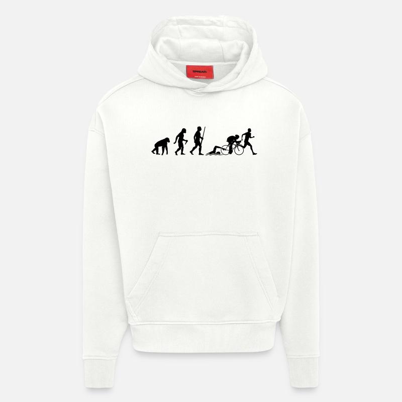 L'évolution du triathlon - Sweat à capuche bio épais oversize fabriqué en UE - OFF WHITE
