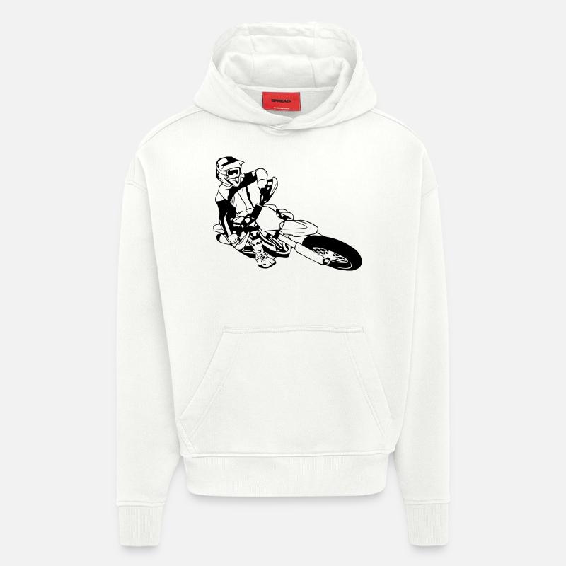 Supermoto Racing - Supermotard - Sweat à capuche bio épais oversize fabriqué en UE - OFF WHITE
