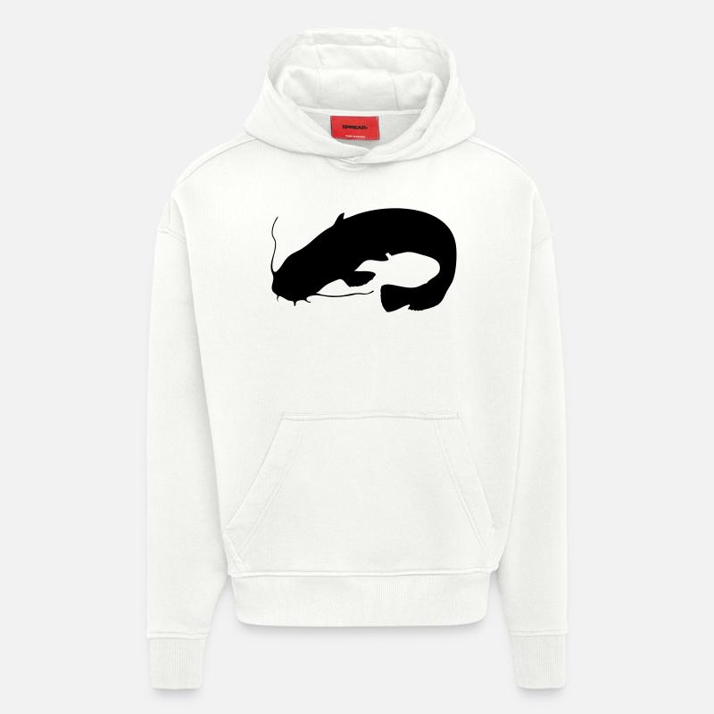 Poisson-chat - Sweat à capuche bio épais oversize fabriqué en UE - OFF WHITE