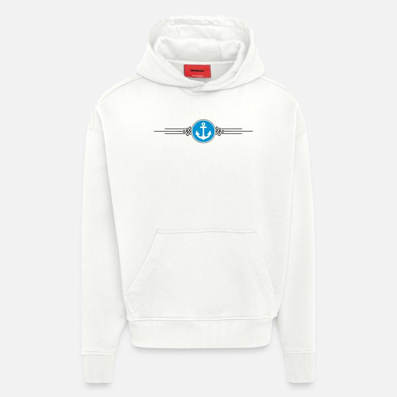 Symbole d’ancre Dash - Sweat à capuche bio épais oversize fabriqué en UE - OFF WHITE
