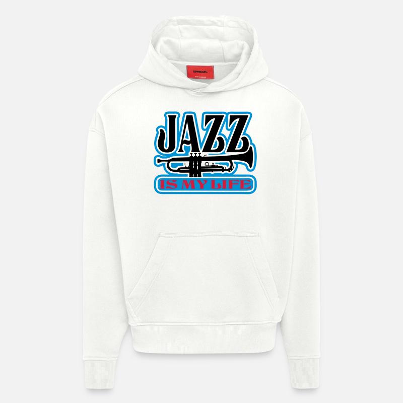 jazz is my life - Sweat à capuche bio épais oversize fabriqué en UE - OFF WHITE