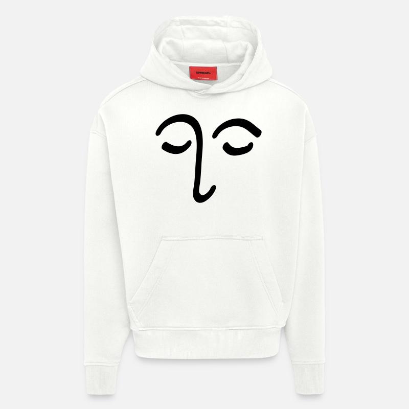 Visage Dessin Tête Oeil Cadeau - Sweat à capuche bio épais oversize fabriqué en UE - OFF WHITE
