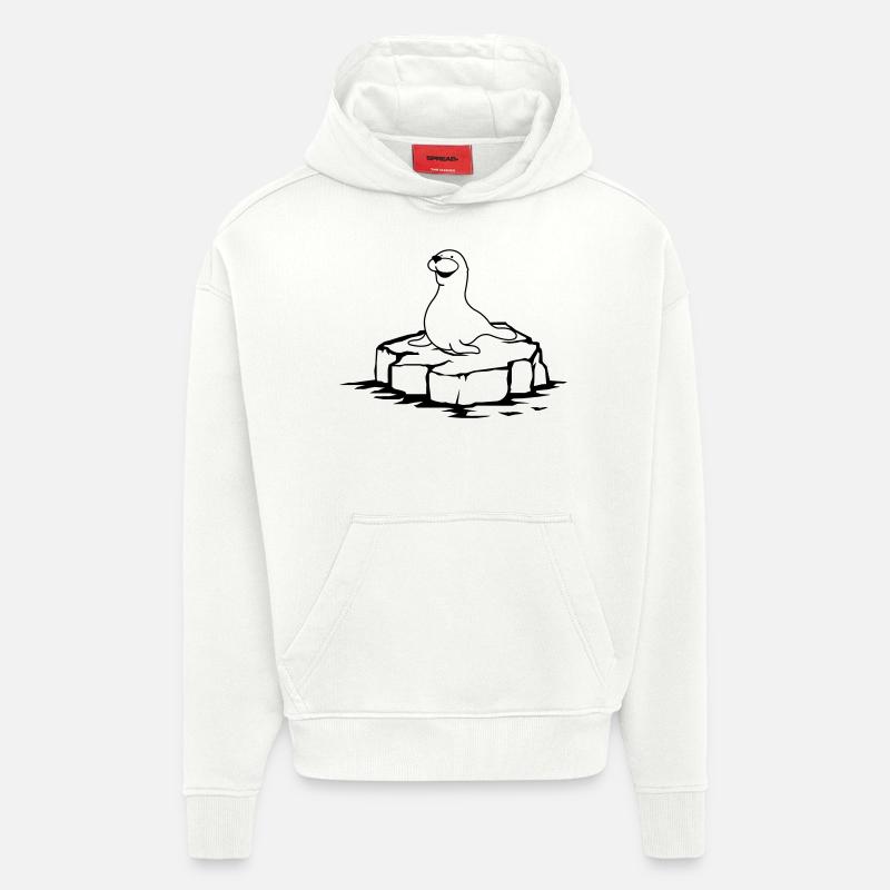 seehund auf eis - Hoodie- made by SPREAD  - OFF WHITE