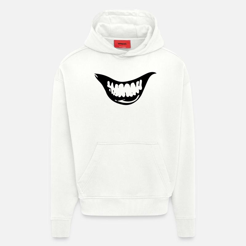 Sourire diabolique - Sweat à capuche bio épais oversize fabriqué en UE - OFF WHITE