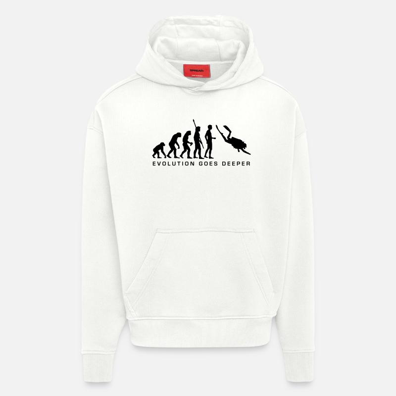 evolution_taucher_b - Sweat à capuche bio épais oversize fabriqué en UE - OFF WHITE