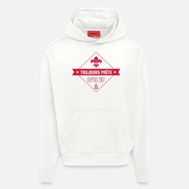 scout / scouting / scoutisme / guide - Sweat à capuche bio épais oversize fabriqué en UE - OFF WHITE