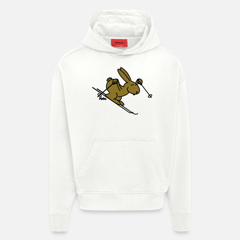 Skihase (couleur) - Sweat à capuche bio épais oversize fabriqué en UE - OFF WHITE