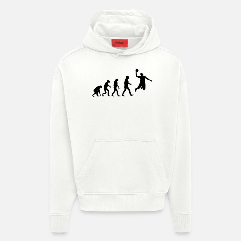 Basketball evolution logo - Sweat à capuche bio épais oversize fabriqué en UE - OFF WHITE