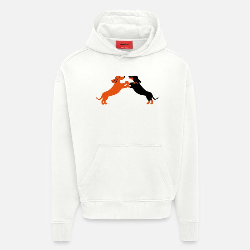 dog dancing teckel - Sweat à capuche bio épais oversize fabriqué en UE - OFF WHITE