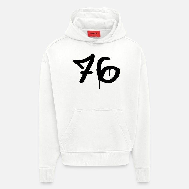 Graffiti : 76 - Sweat à capuche bio épais oversize fabriqué en UE - OFF WHITE