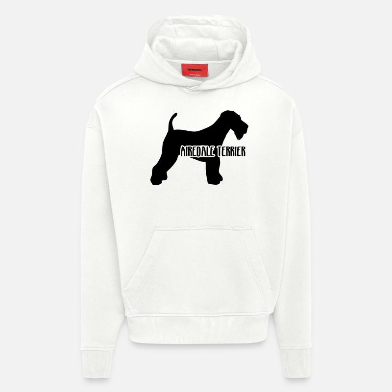 Airedale Terrier - Sweat à capuche bio épais oversize fabriqué en UE - OFF WHITE
