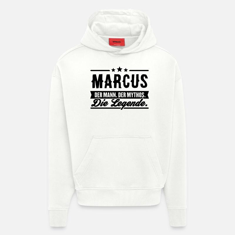 Man Myth Legend Marcus - Sweat à capuche bio épais oversize fabriqué en UE - OFF WHITE