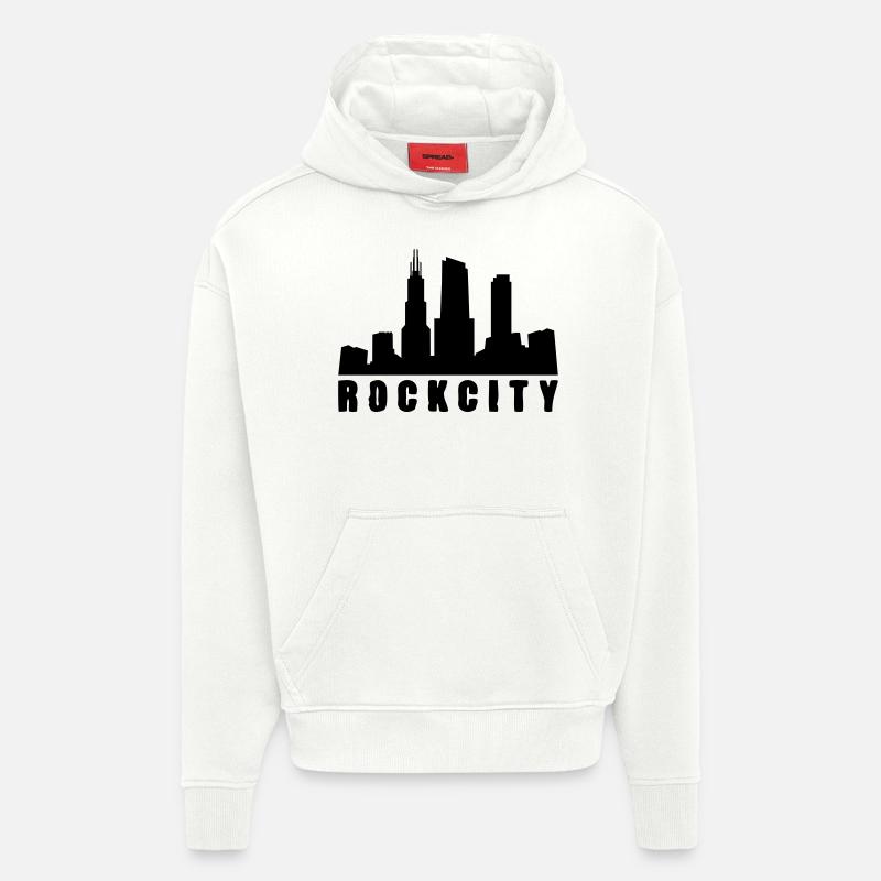 rockcity - Sweat à capuche bio épais oversize fabriqué en UE - OFF WHITE