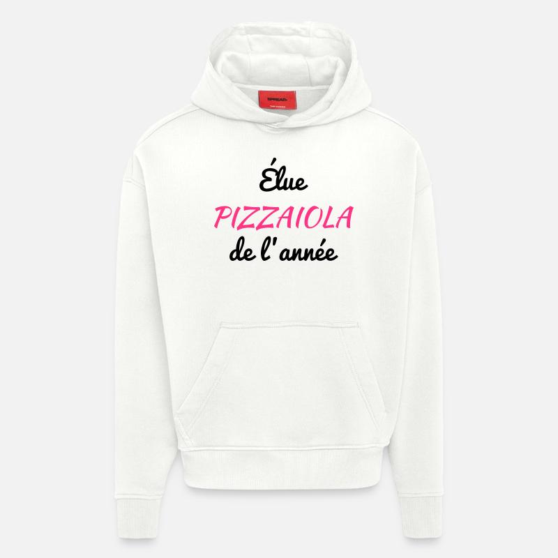 pizza / pizzaiolo / chef / italie / pizzaiola - Sweat à capuche bio épais oversize fabriqué en UE - OFF WHITE