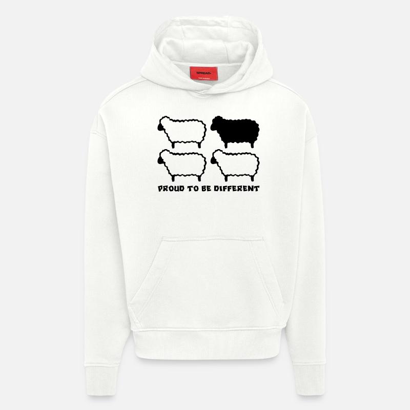 MOUTONS DIFFÉRENTS - 1C - Sweat à capuche bio épais oversize fabriqué en UE - OFF WHITE