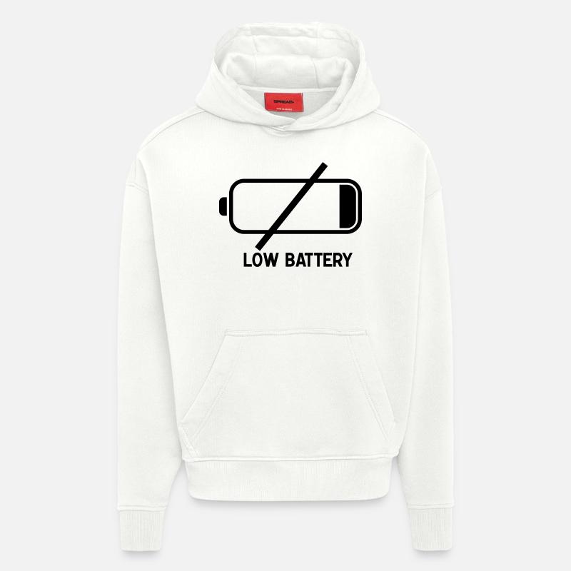 low_batteryf1 - Sweat à capuche bio épais oversize fabriqué en UE - OFF WHITE