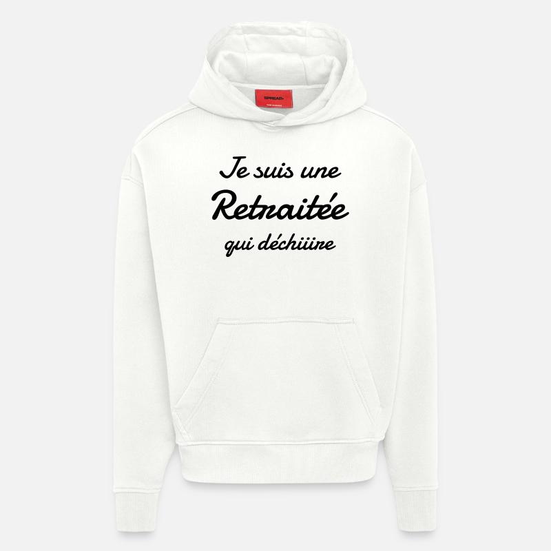 retraite / retraité / retraitée / pension - Sweat à capuche bio épais oversize fabriqué en UE - OFF WHITE