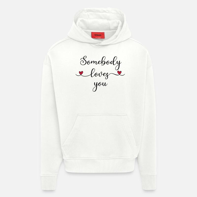 Quelqu’un vous aime - Sweat à capuche bio épais oversize fabriqué en UE - OFF WHITE