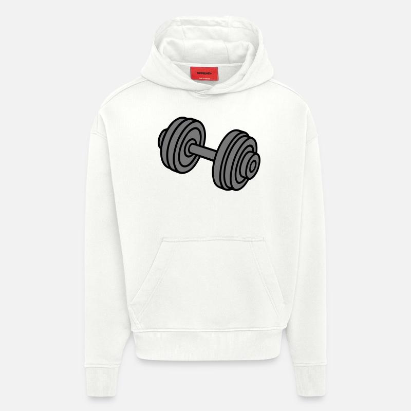 Icône de poids d’haltères - Sweat à capuche bio épais oversize fabriqué en UE - OFF WHITE