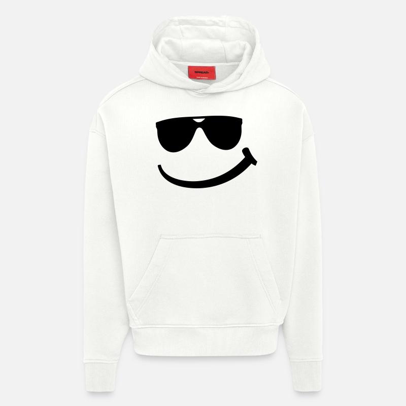 cool_smily_f1 - Sweat à capuche bio épais oversize fabriqué en UE - OFF WHITE