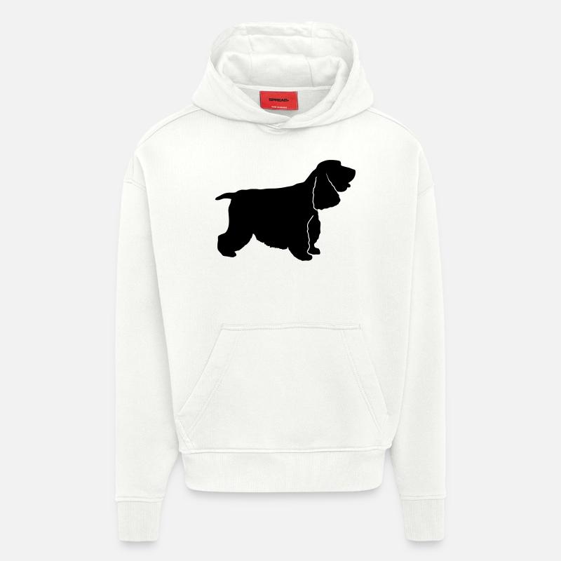 Cocker Spaniel - Sweat à capuche bio épais oversize fabriqué en UE - OFF WHITE