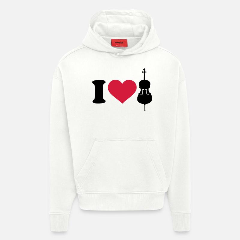 I love Violoncello - Sweat à capuche bio épais oversize fabriqué en UE - OFF WHITE
