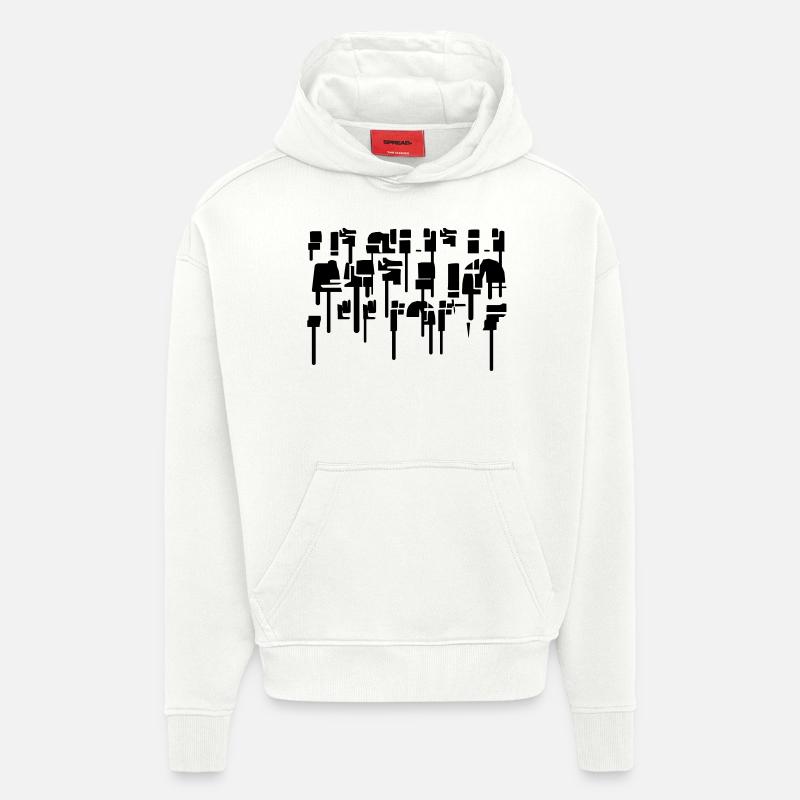 Graffiti abstrait - Sweat à capuche bio épais oversize fabriqué en UE - OFF WHITE