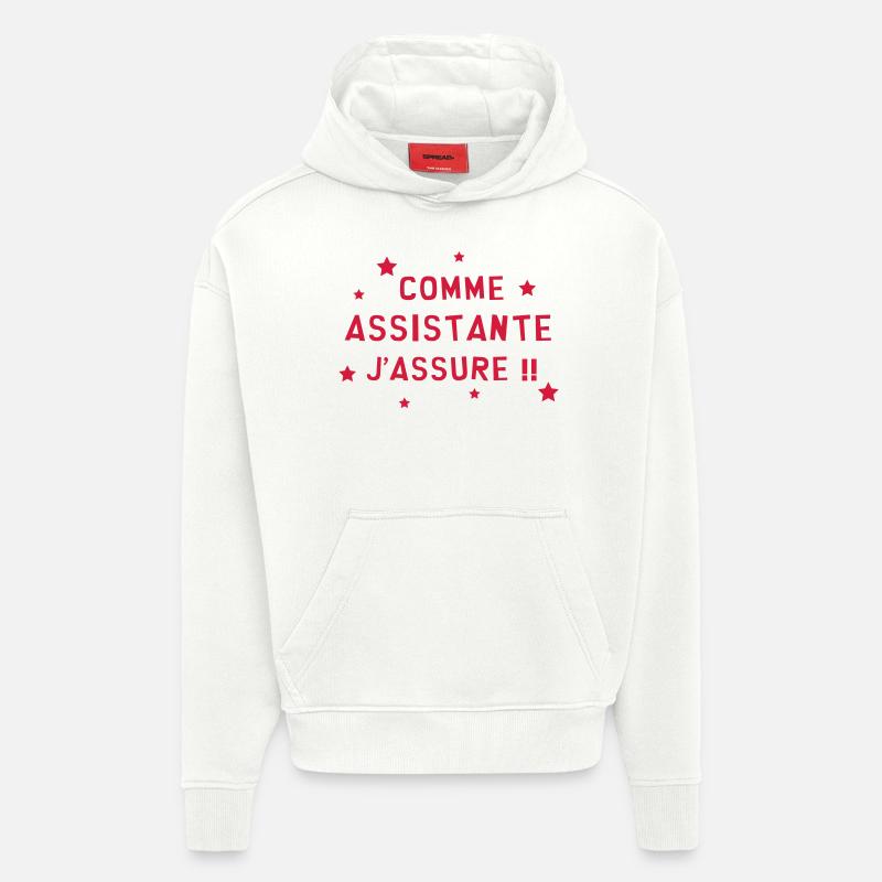 Assistant / Assistante / Adjoint / Secrétaire - Sweat à capuche bio épais oversize fabriqué en UE - OFF WHITE